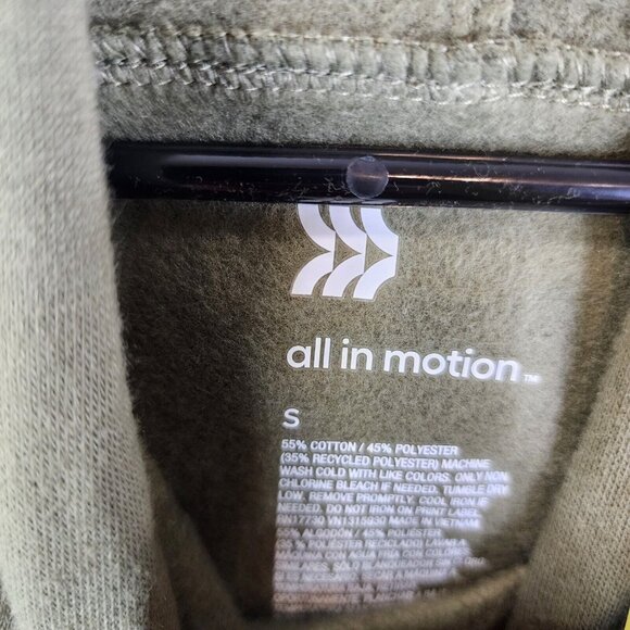 Mens All In Motion Olive Geen Pullover Fleece Hoodie Drawstring Long Sleeve S - Picture 2 of 6